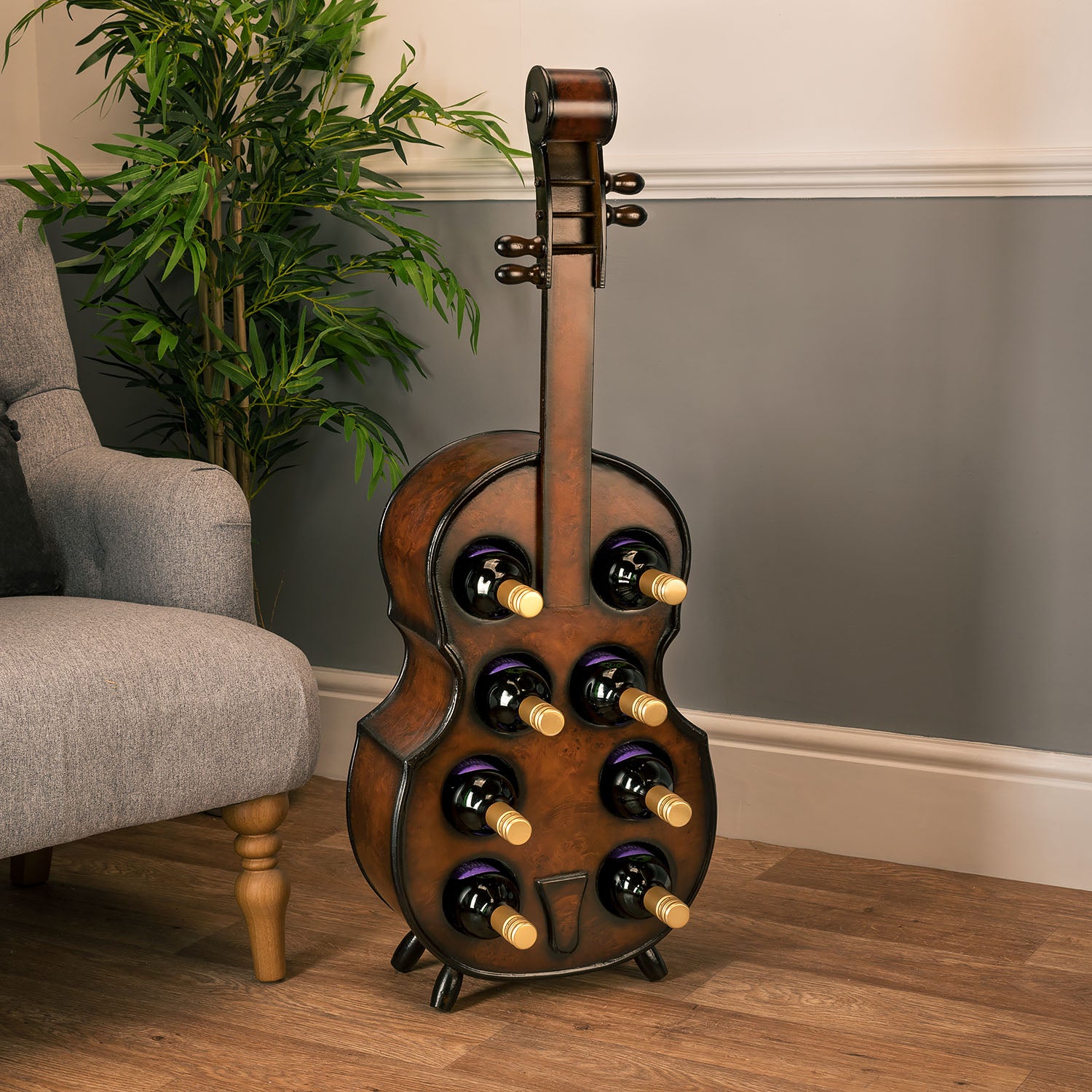 Wooden Cello Wine Rack (8 Bottle)