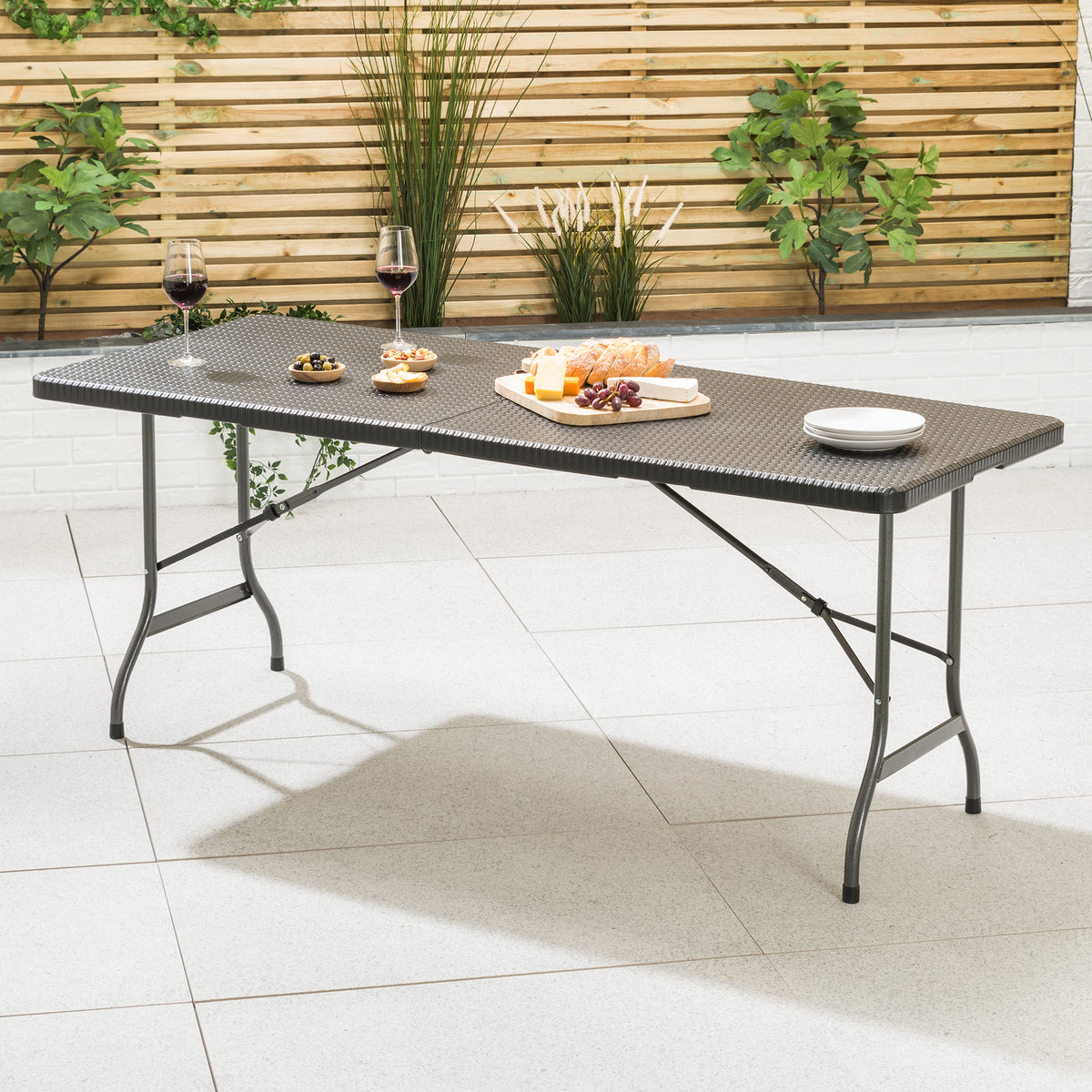 6ft Rattan Effect Garden Table