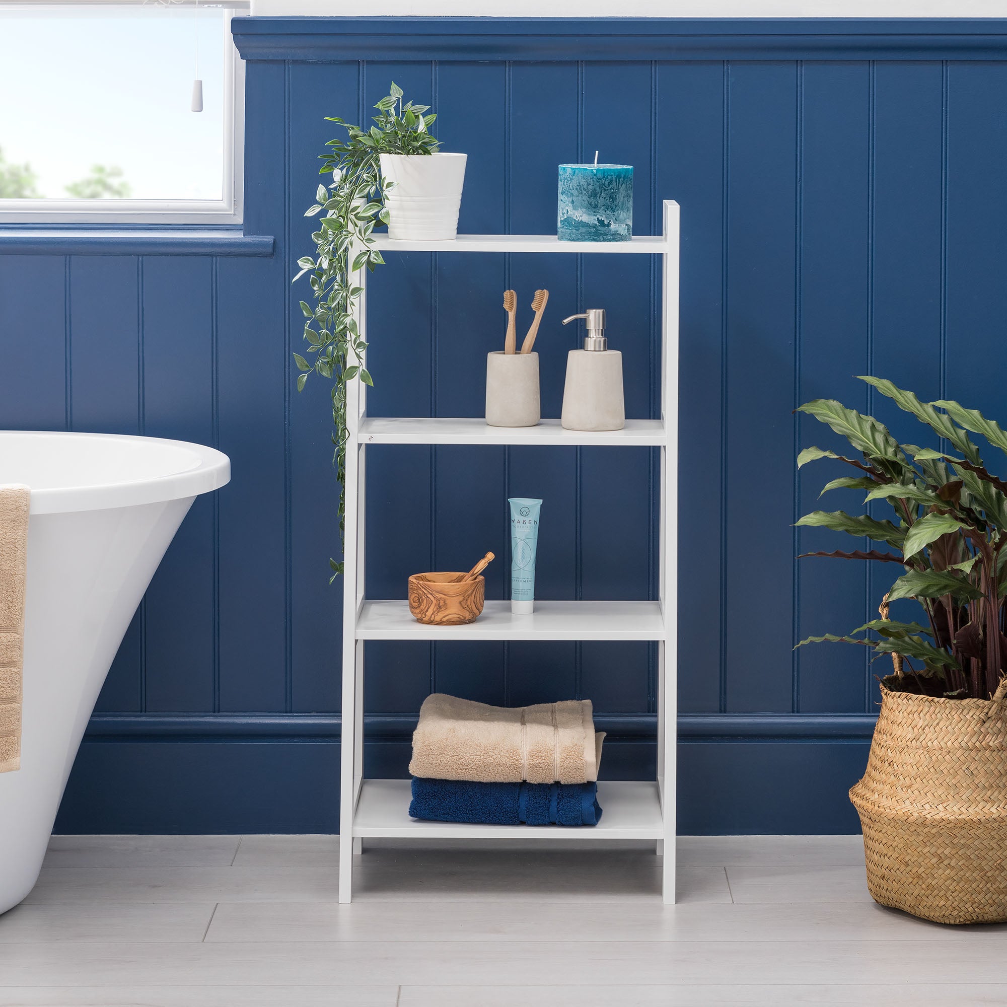 White Bathroom Ladder Shelf