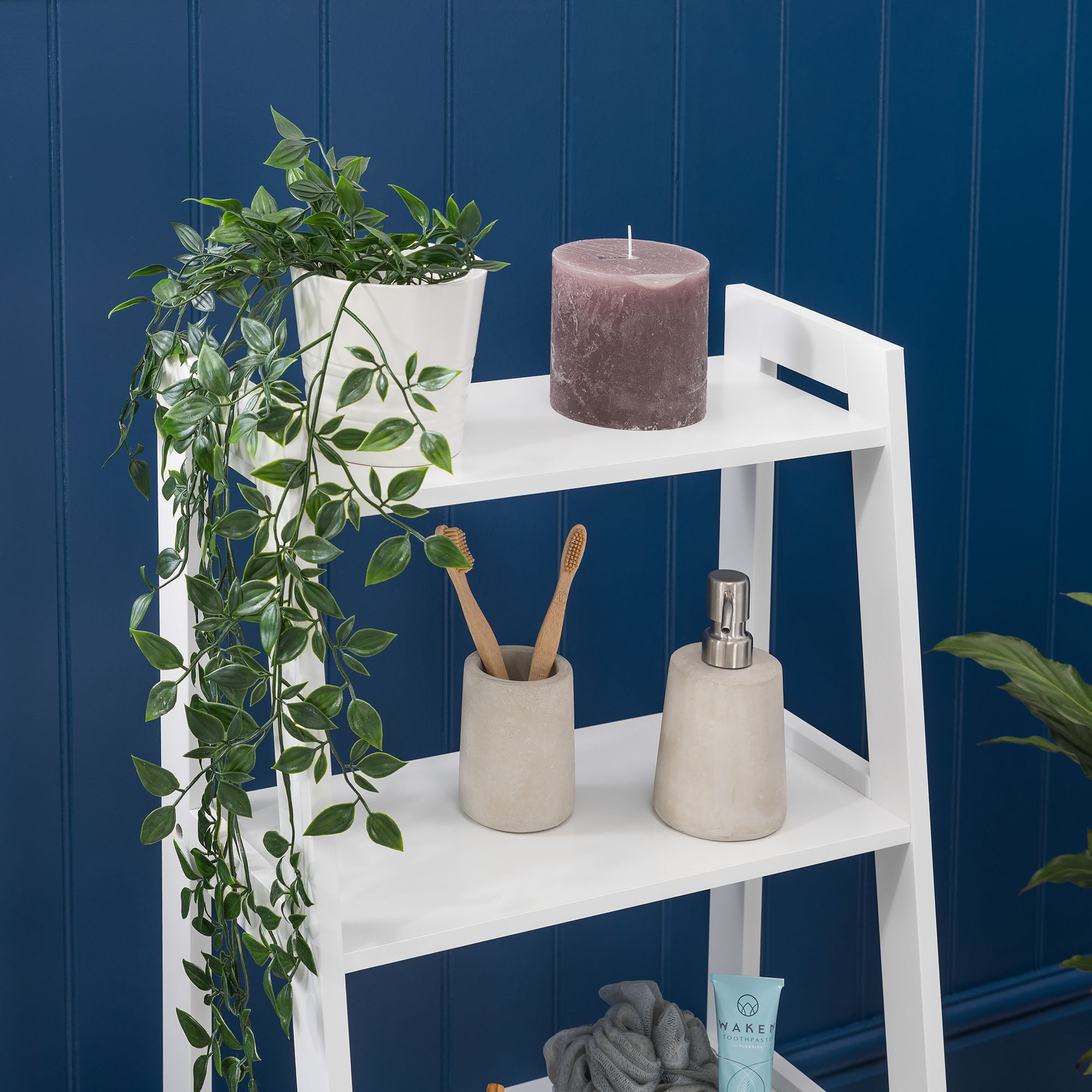 White Bathroom Ladder Shelf