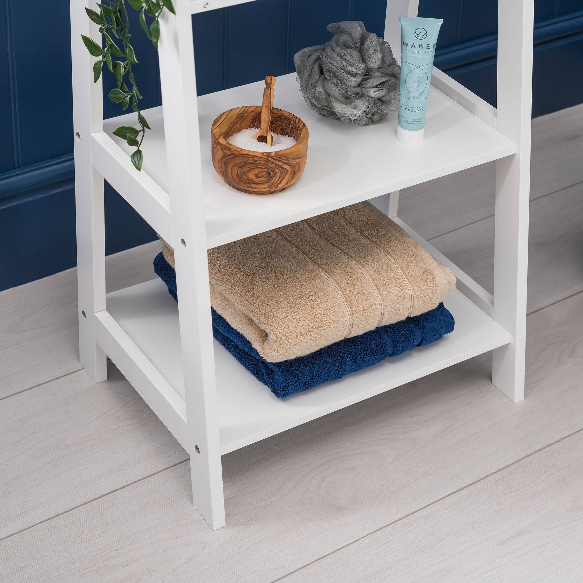 White Bathroom Ladder Shelf