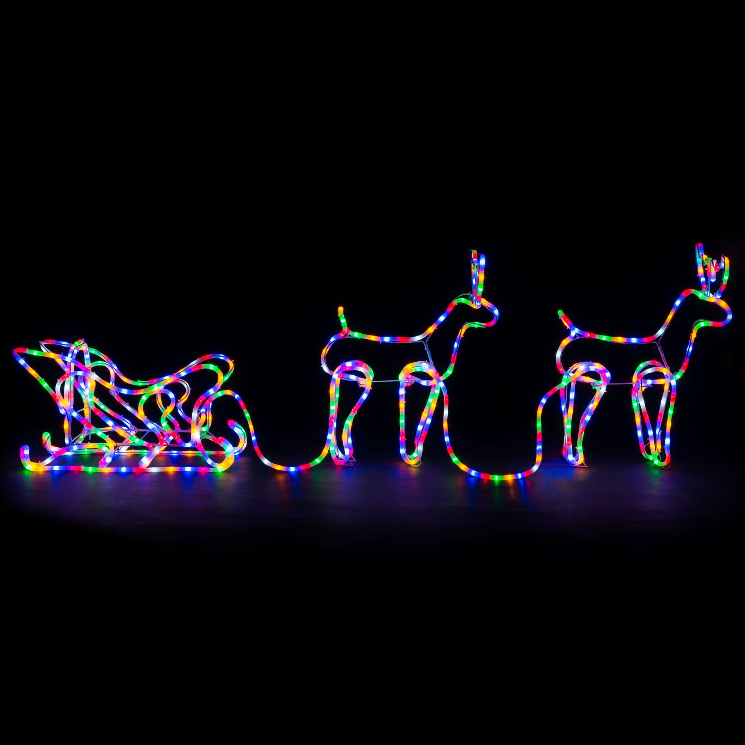 Light Up Sleigh & Reindeer (2.5m)