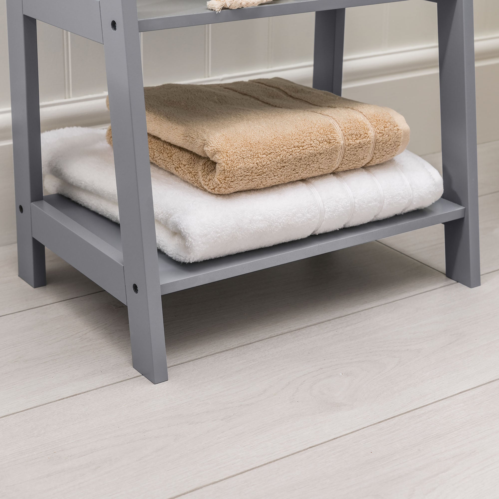 Grey Bathroom Ladder Shelf