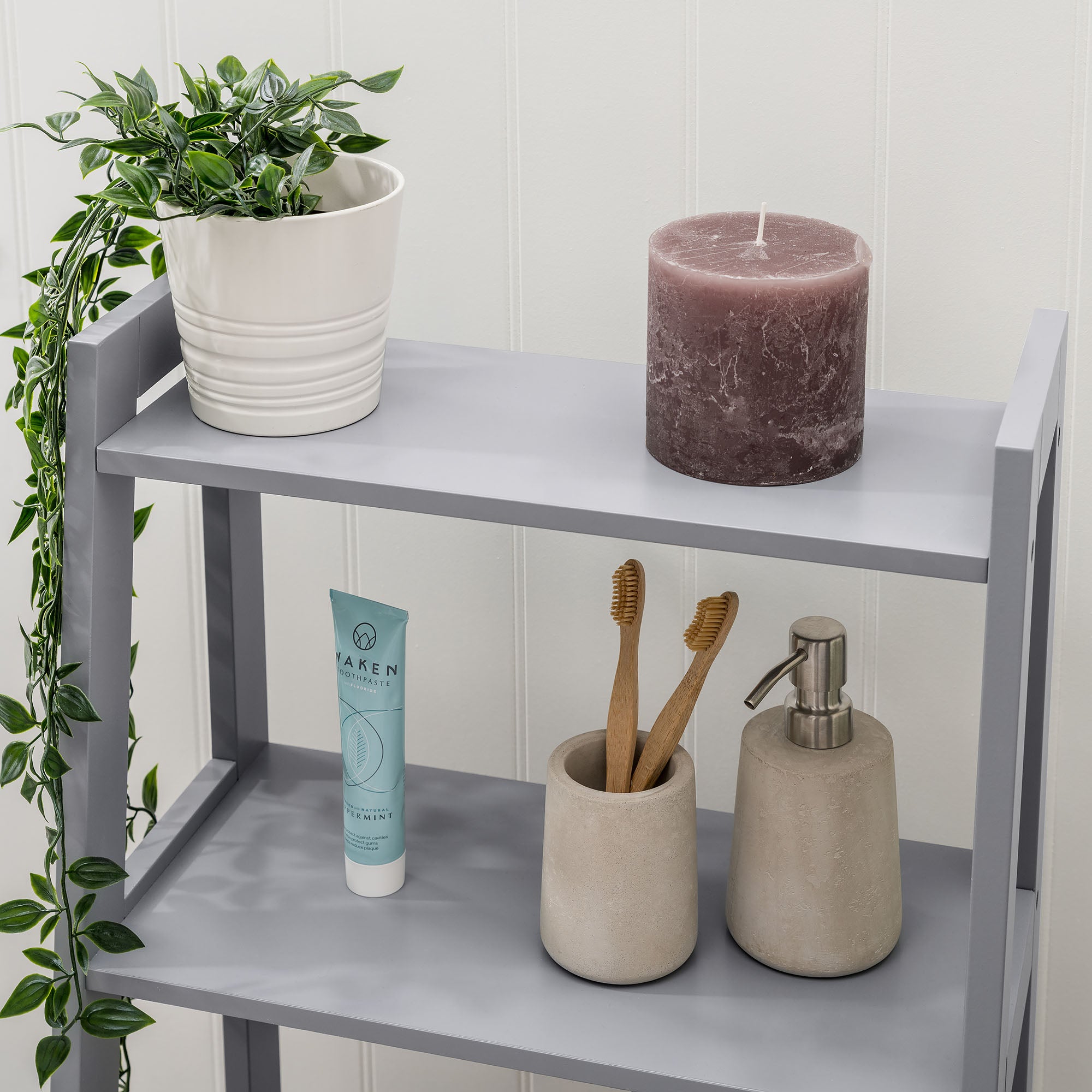 Grey Bathroom Ladder Shelf