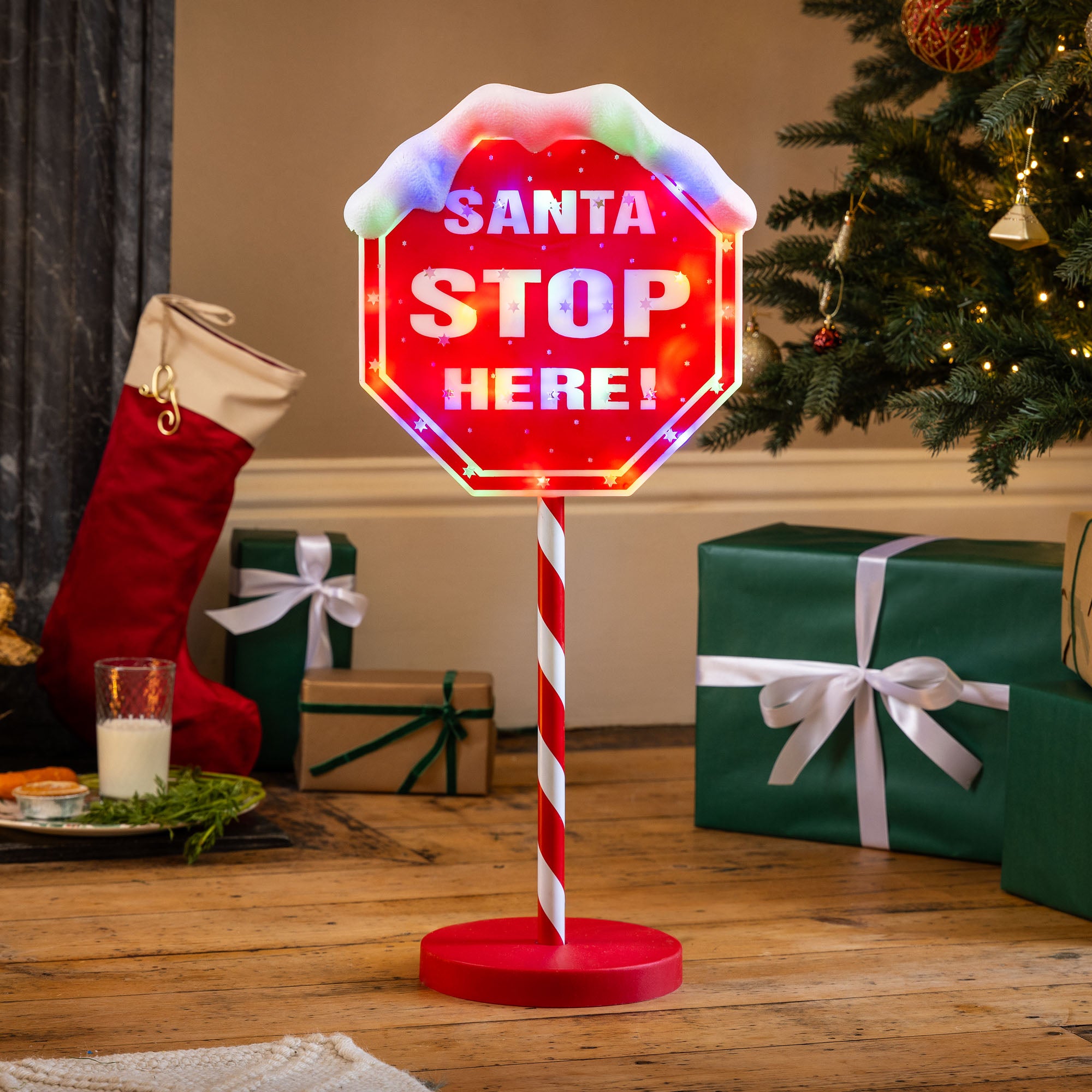 Light Up Santa Stop Here Sign