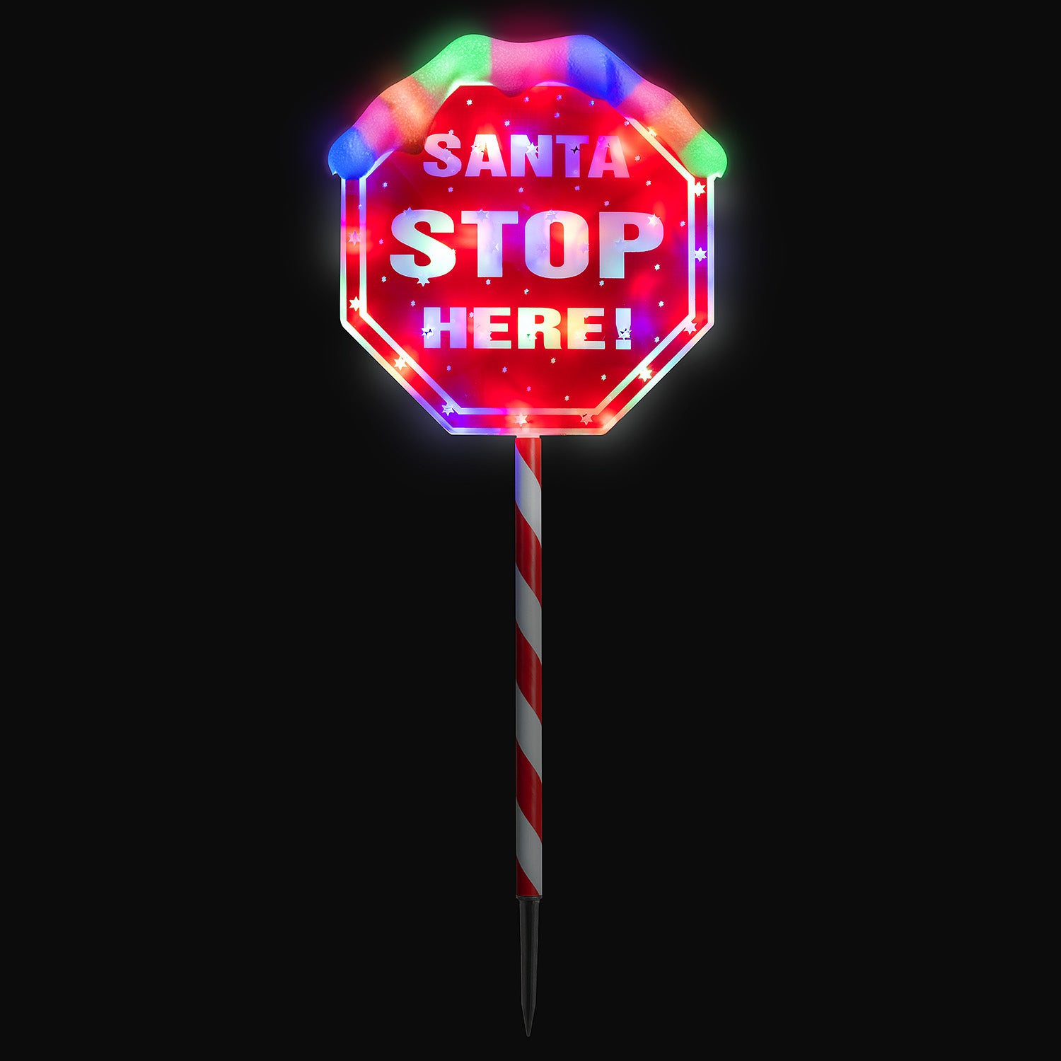 Light Up Santa Stop Here Sign