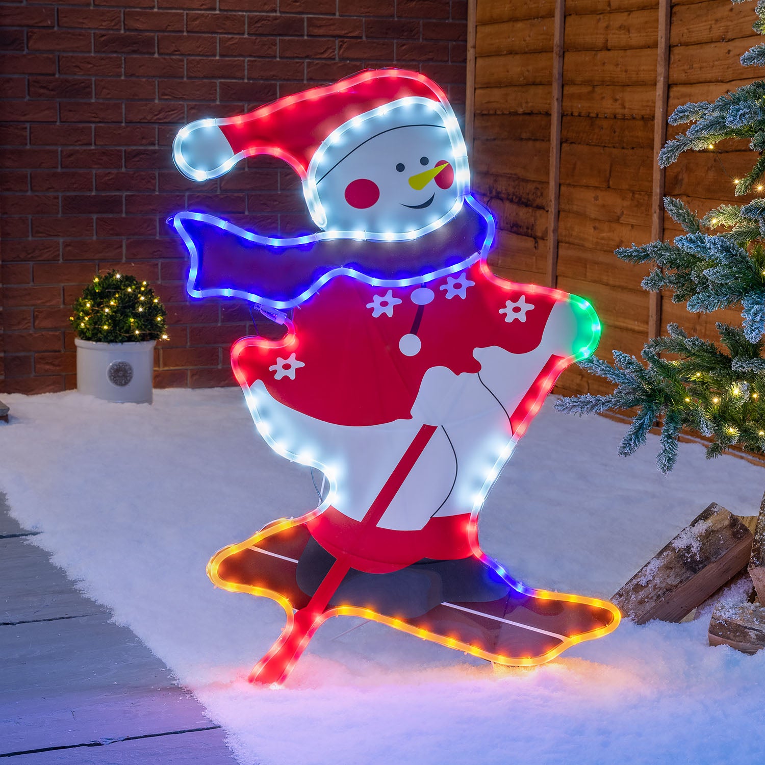 Skiing Light Up Snowman (96cm)
