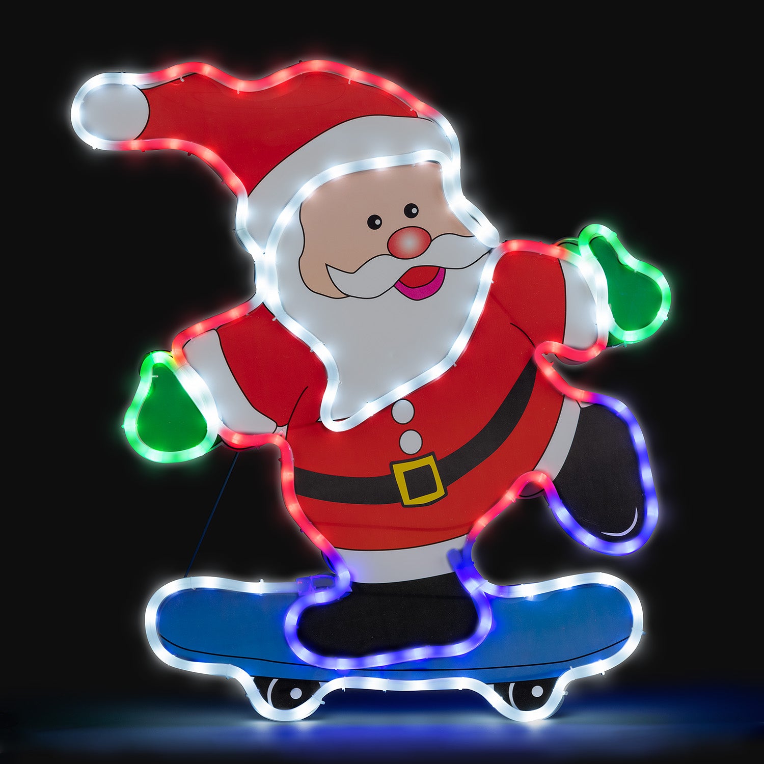 Skateboarding Light Up Santa (74cm)