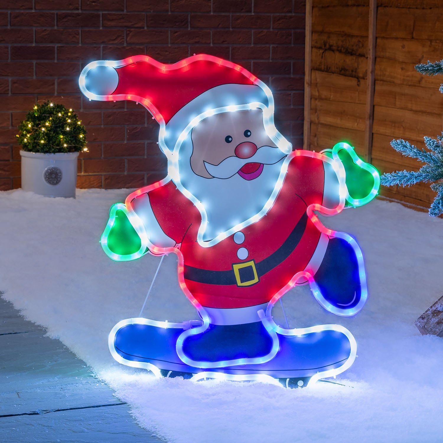 Skateboarding Light Up Santa (74cm)