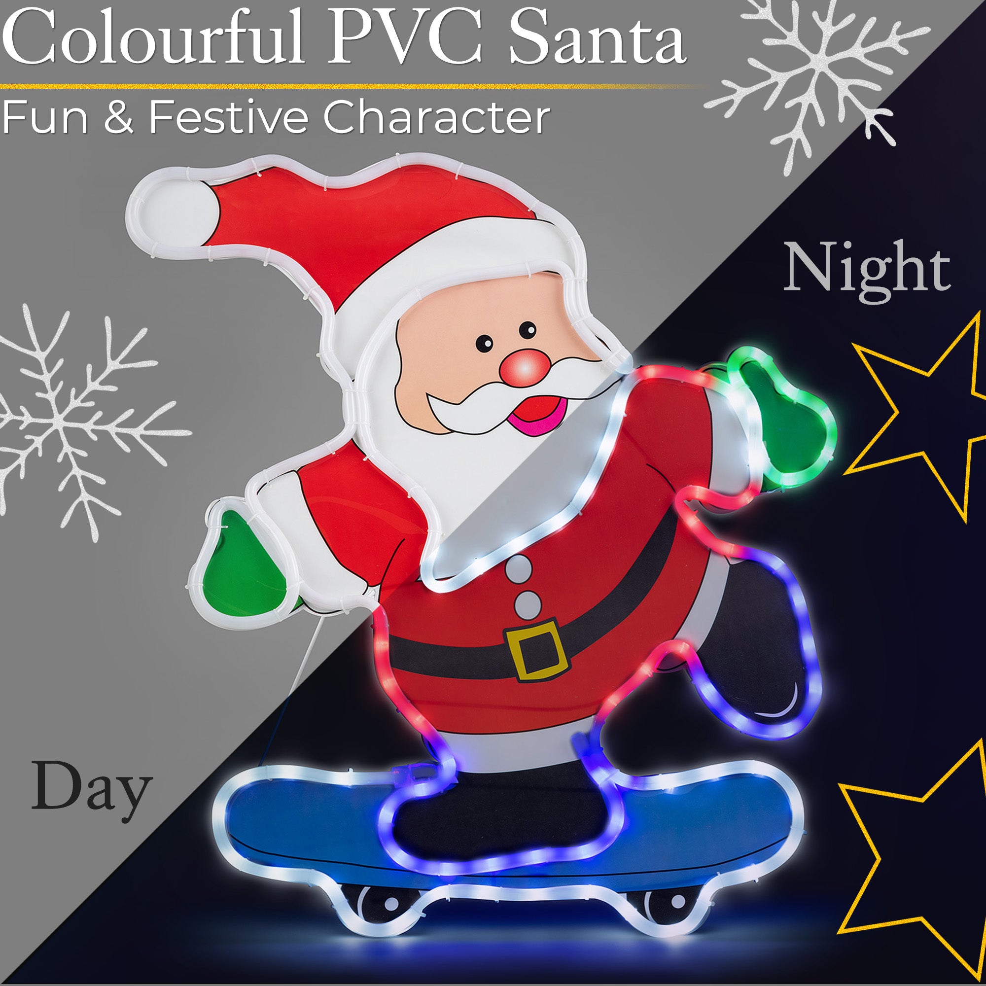 Skateboarding Light Up Santa (74cm)