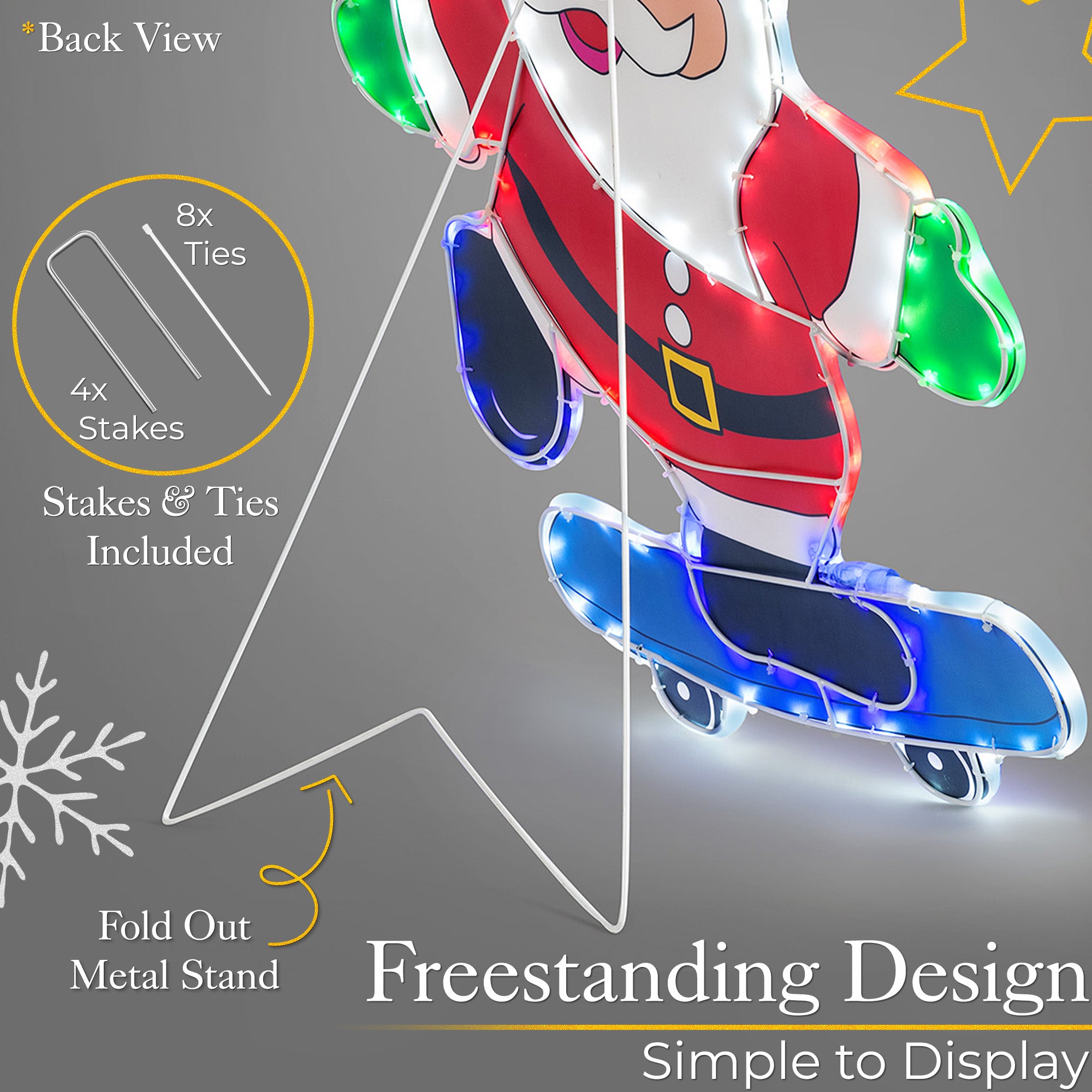 Skateboarding Light Up Santa (74cm)