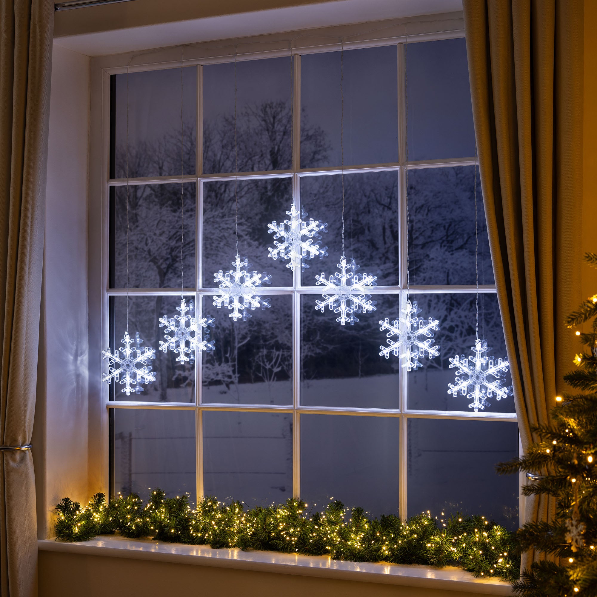 Christmas Snowflake Curtain Lights