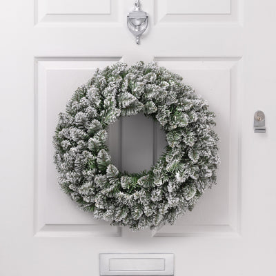 Snow-Flocked Artificial Christmas Wreath