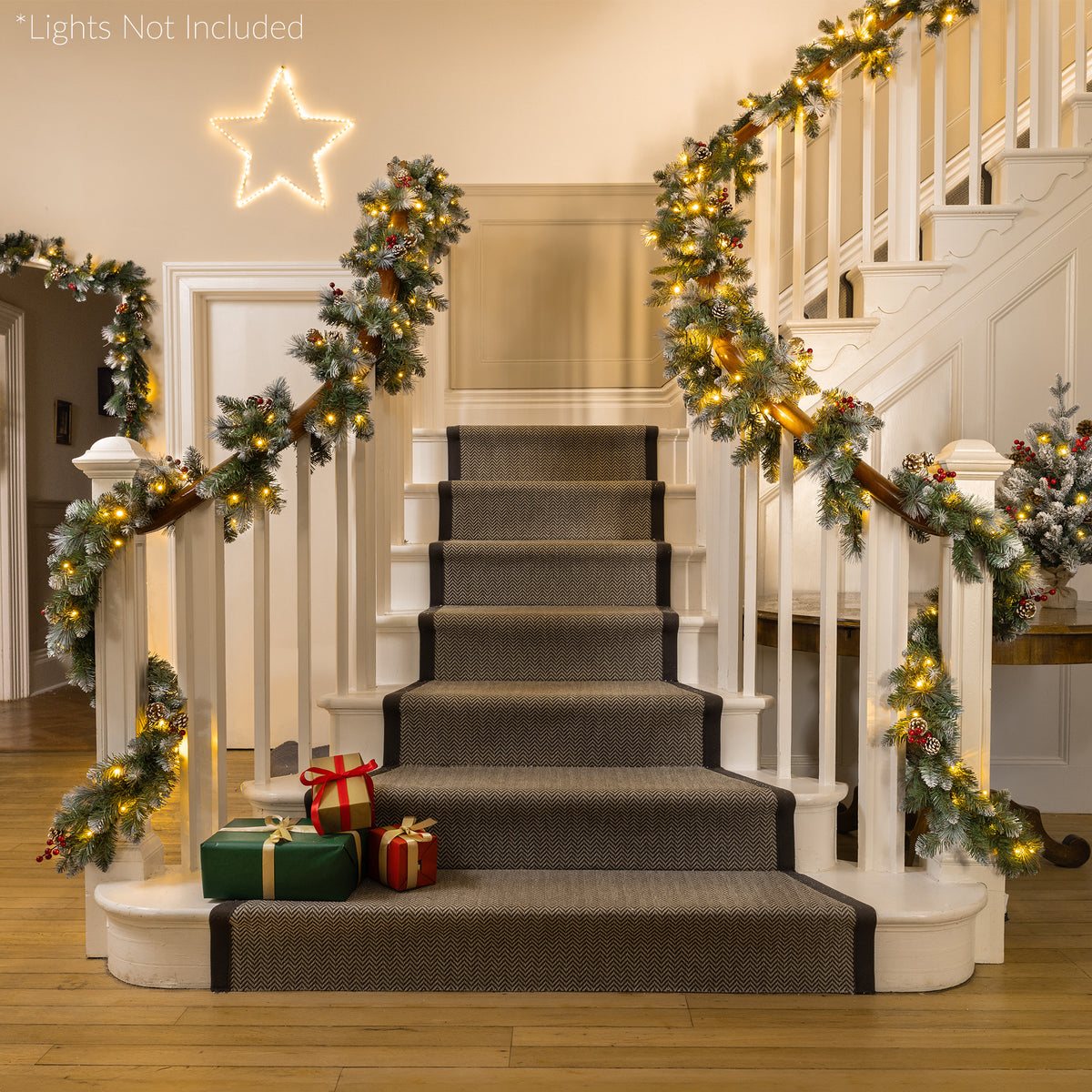 Frosted Artificial Christmas Garland with Pine Cones & Berries