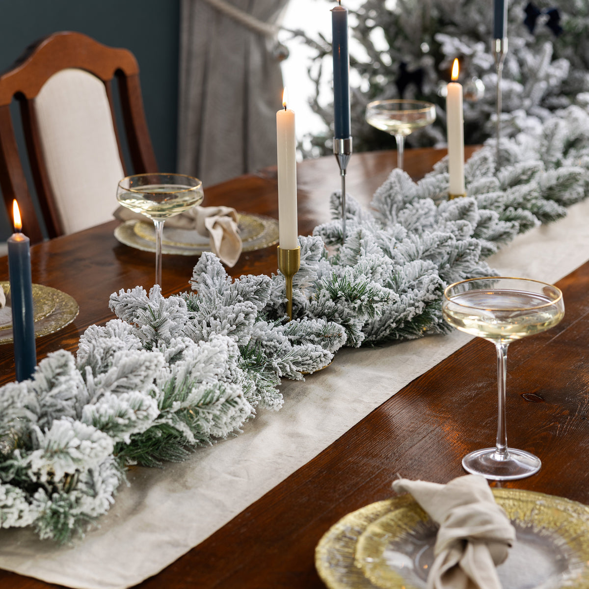 Snow-Flocked Artificial Christmas Garland