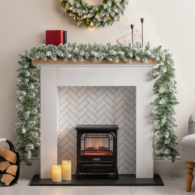 Snow Flocked Christmas Garland