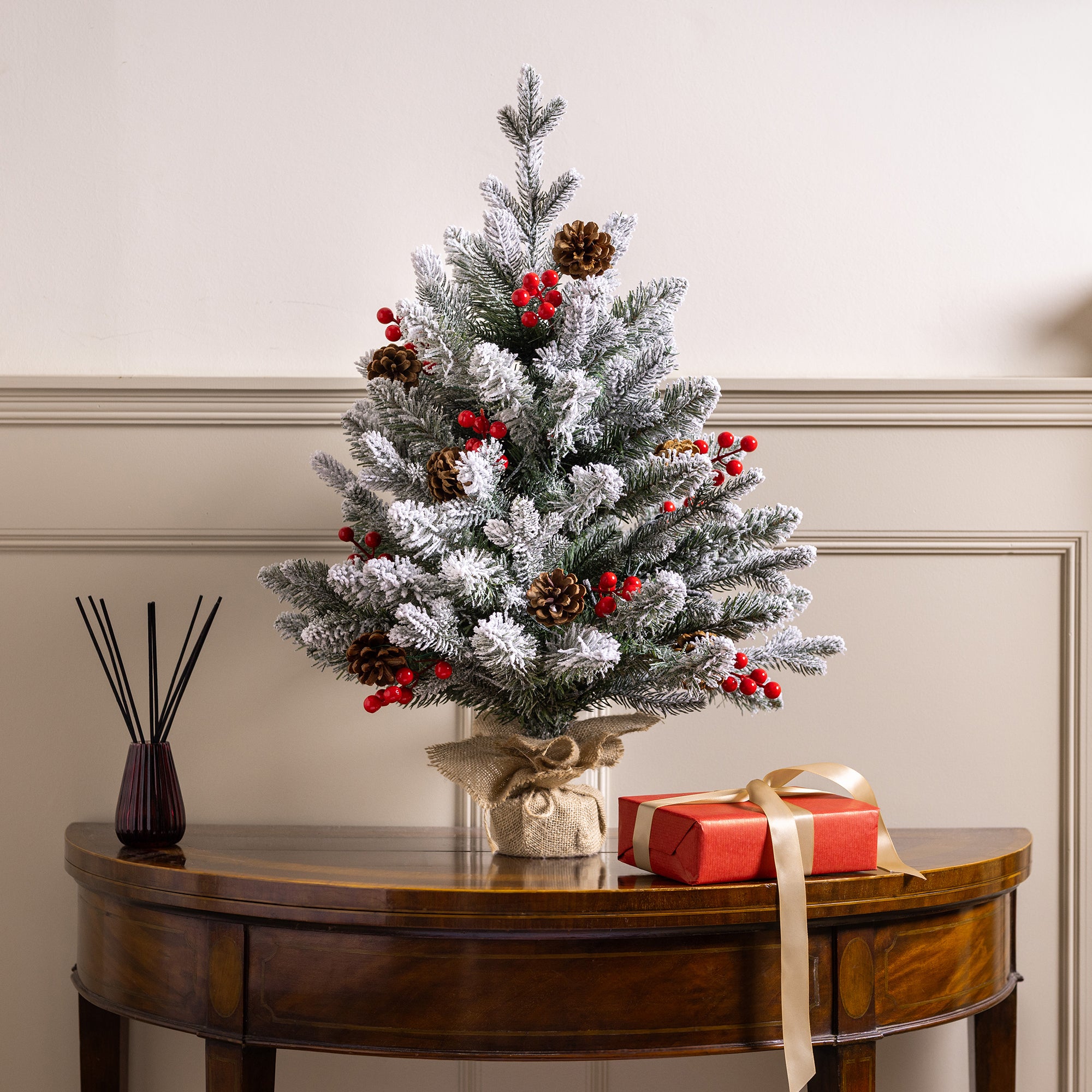 2ft Mini Flocked Cone & Berry Tree