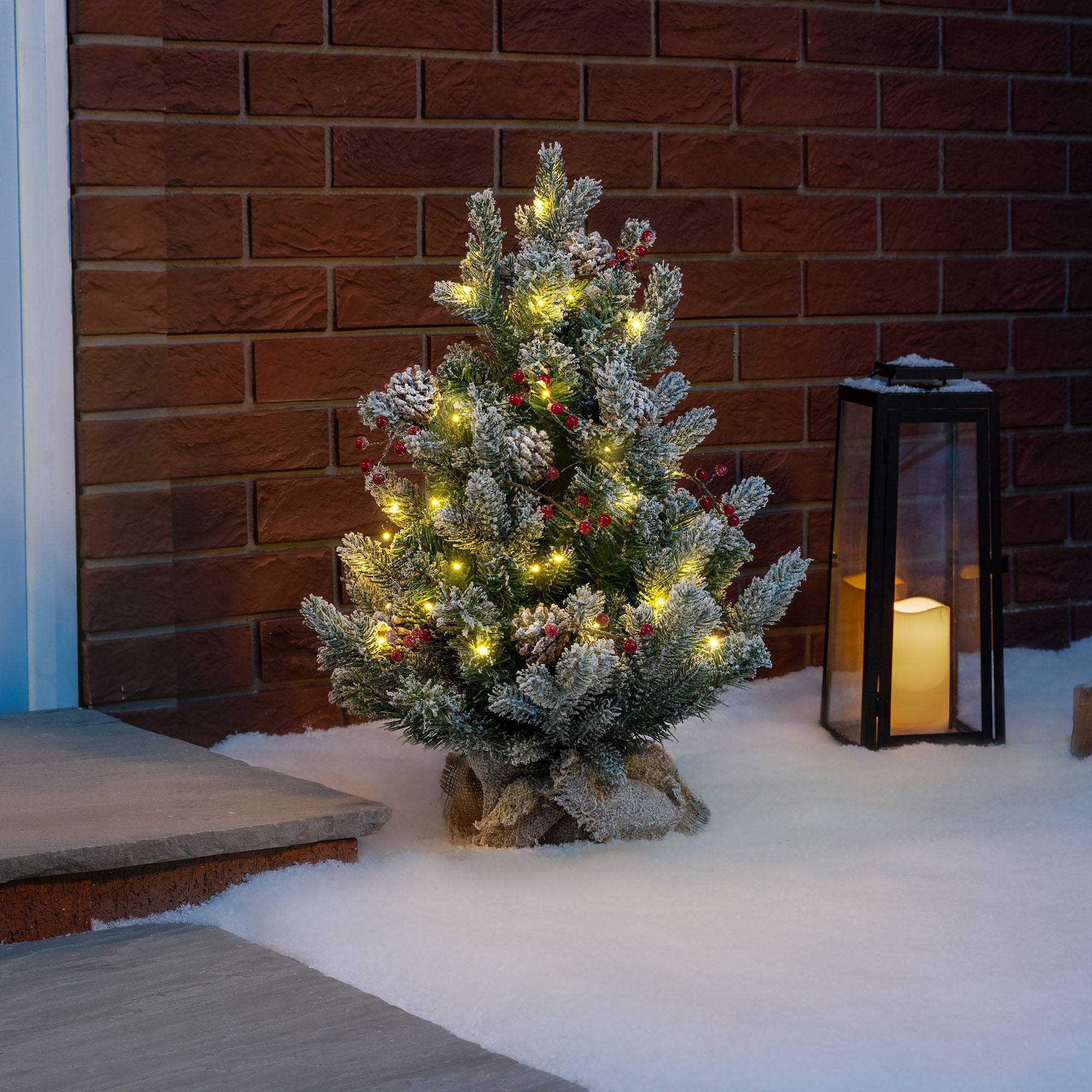 2ft Mini Flocked Cone & Berry Tree