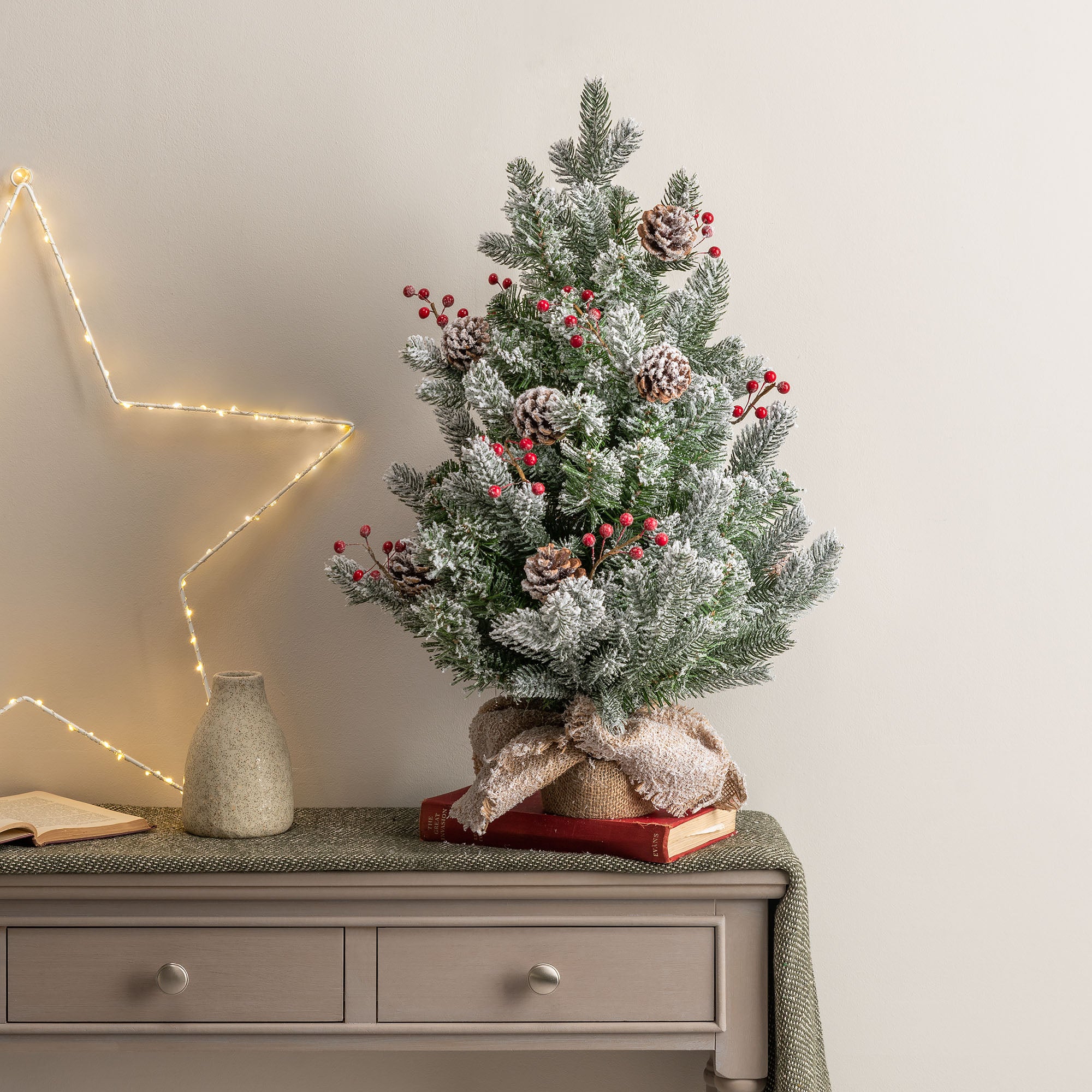 2ft Mini Flocked Cone & Berry Tree