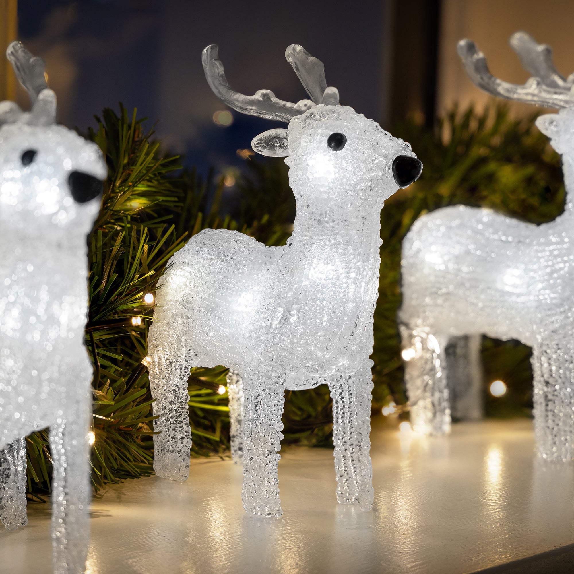 Set of 5 Acrylic Reindeer Christmas Lights | Christow