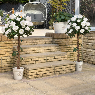 Artificial White Rose Trees – Pair – 3ft & 4ft