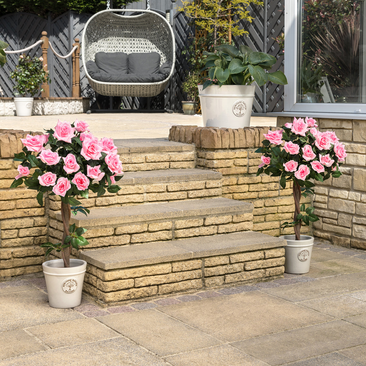 Artificial Rose Trees – Pair – 3ft & 4ft