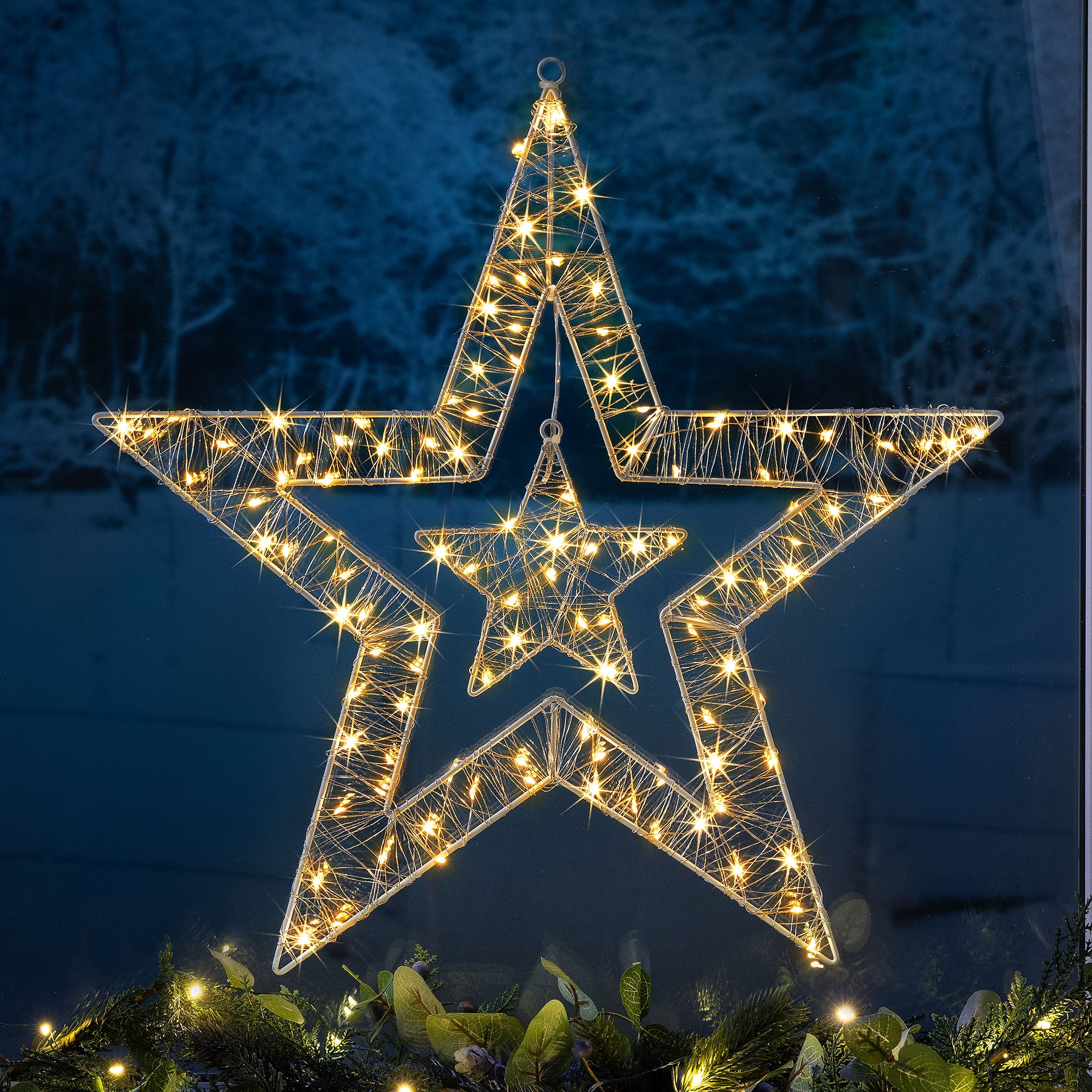 Battery Operated Double Star Light | 50cm x 50cm | Christow