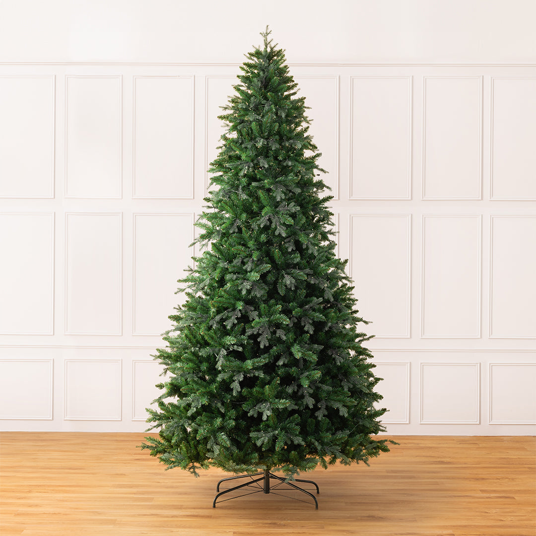 Christow 10ft Fraser Fir artificial Christmas tree with a full, traditional shape and slender proportions
