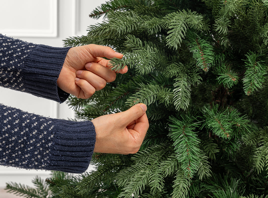 Close-up of moulded PE and classic PVC tips on the Christow Fraser Fir Artificial Christmas Tree