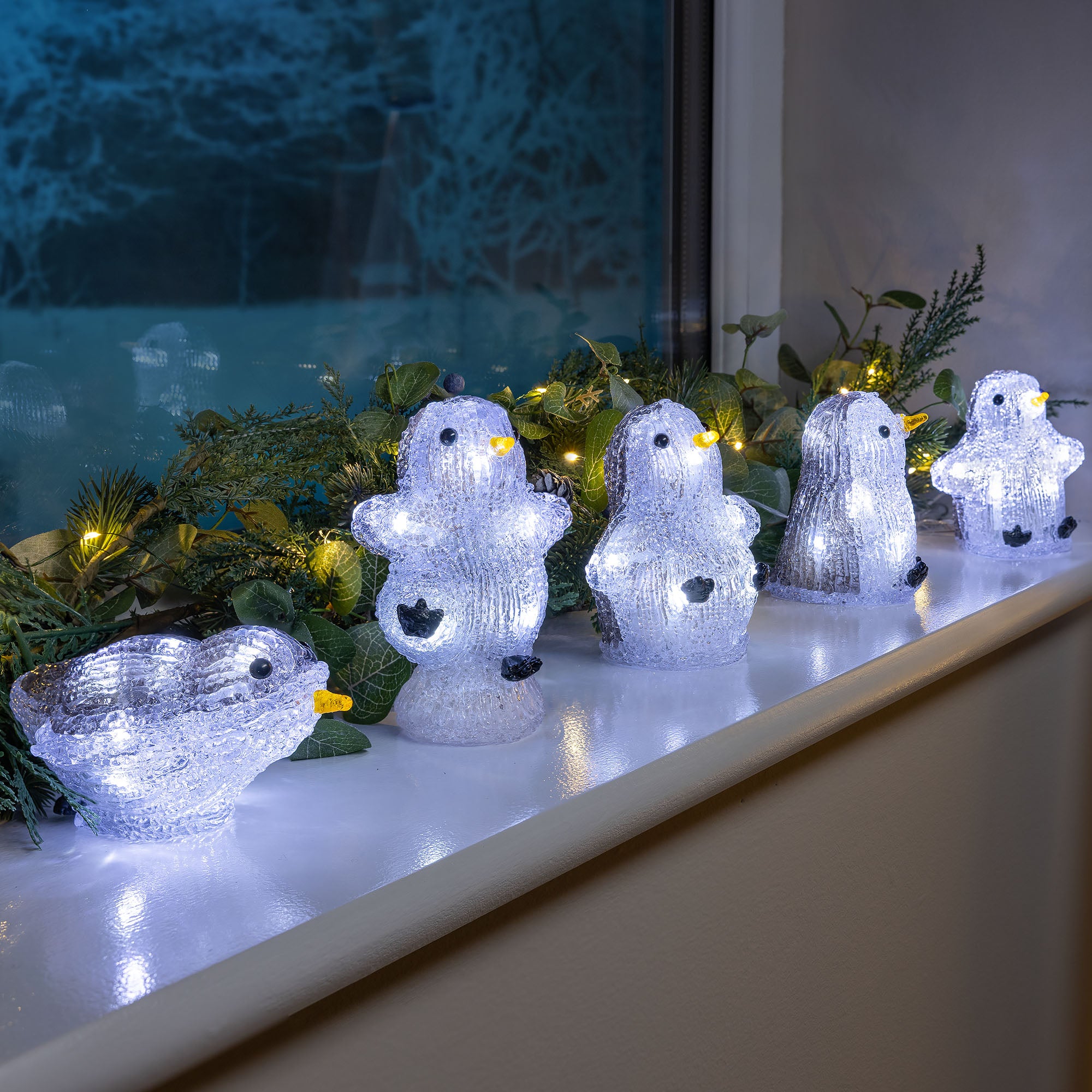 Acrylic Light Up Penguins (Set of 5)