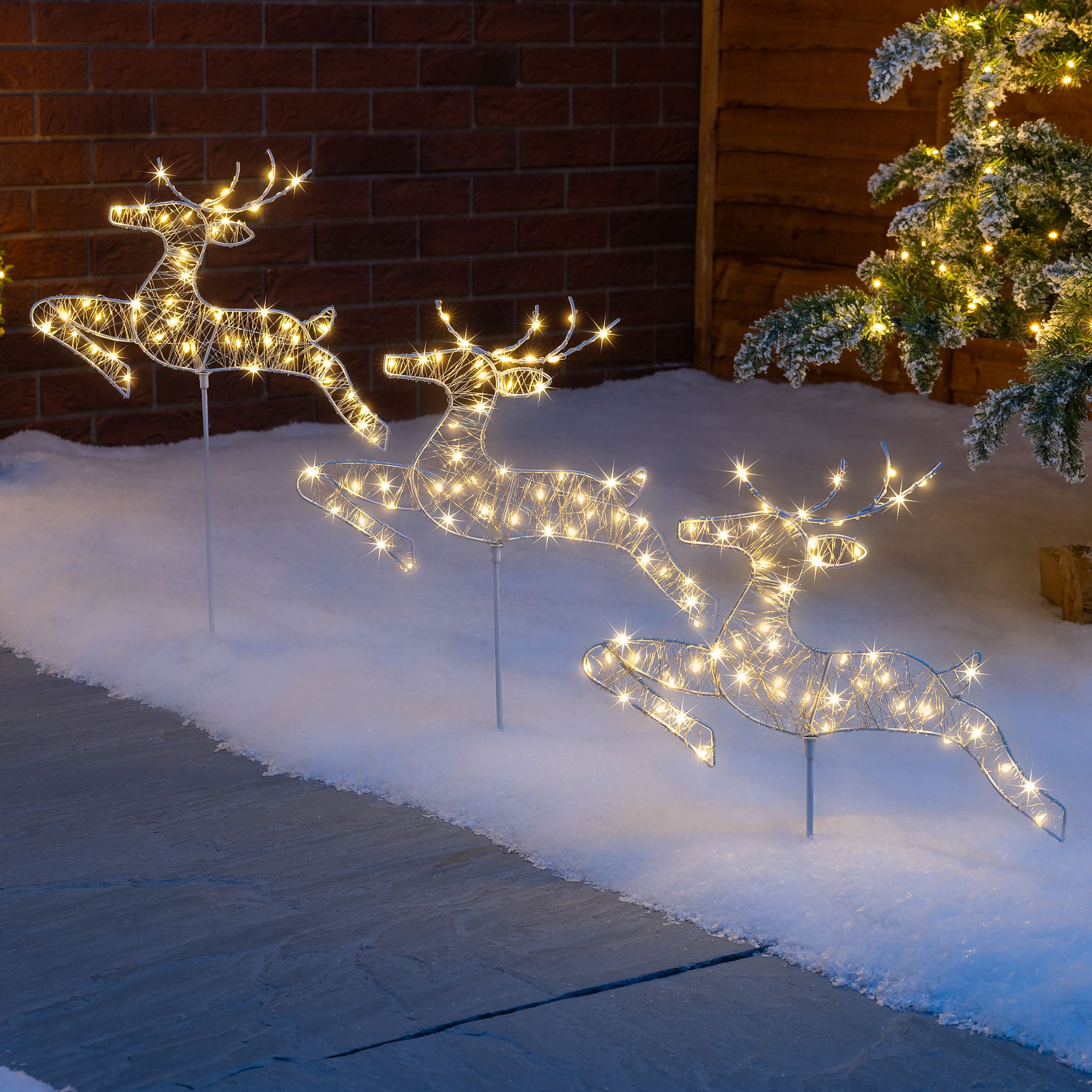 Flashing Reindeer Path Lights (Set of 3)