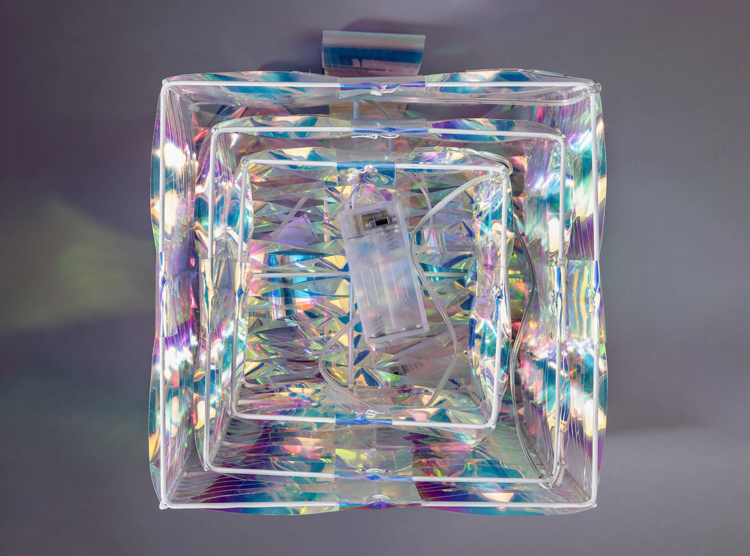 Nested Christow Light Up Iridescent Christmas Presents packed inside one another for space-saving storage