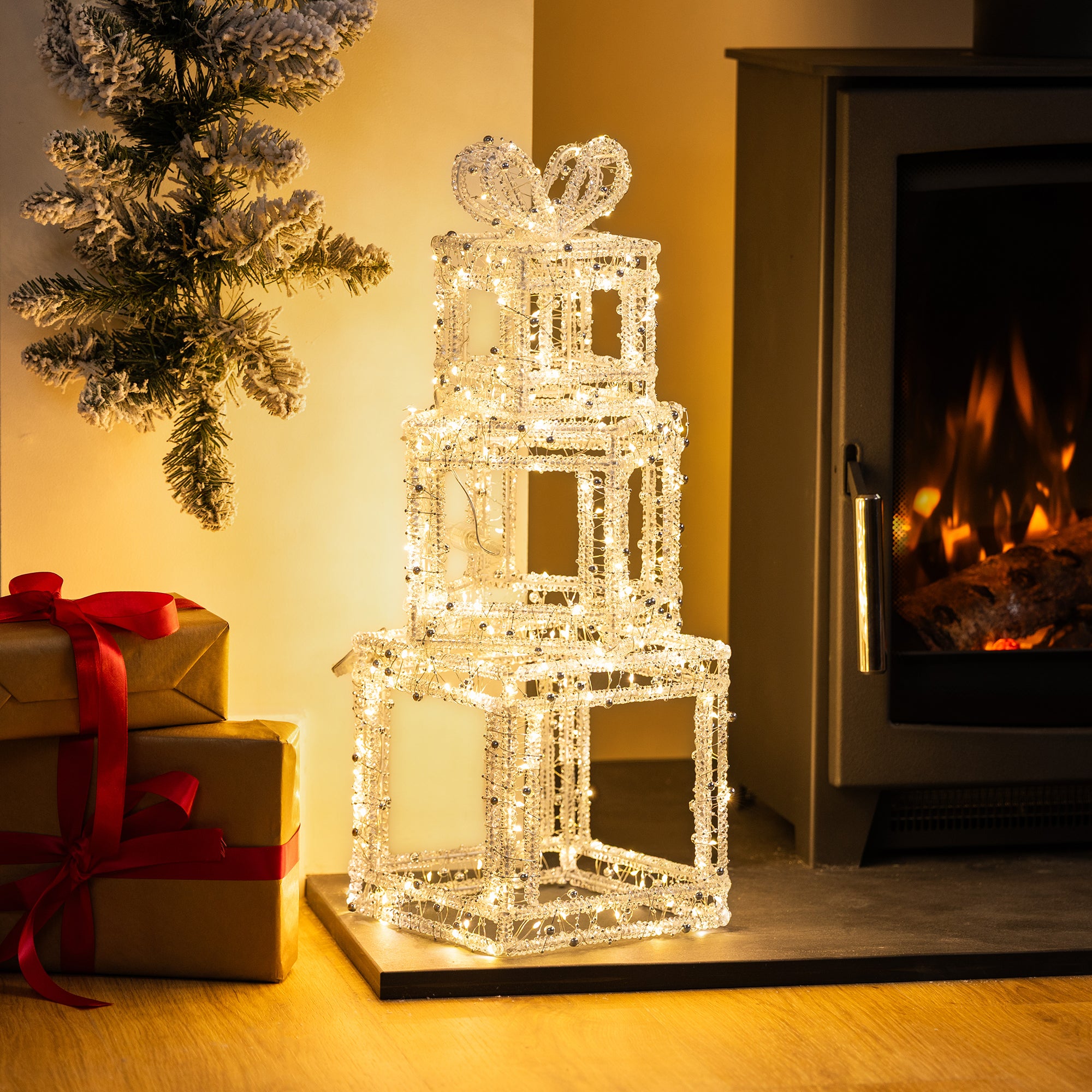 Stacked LED Acrylic Christmas Presents