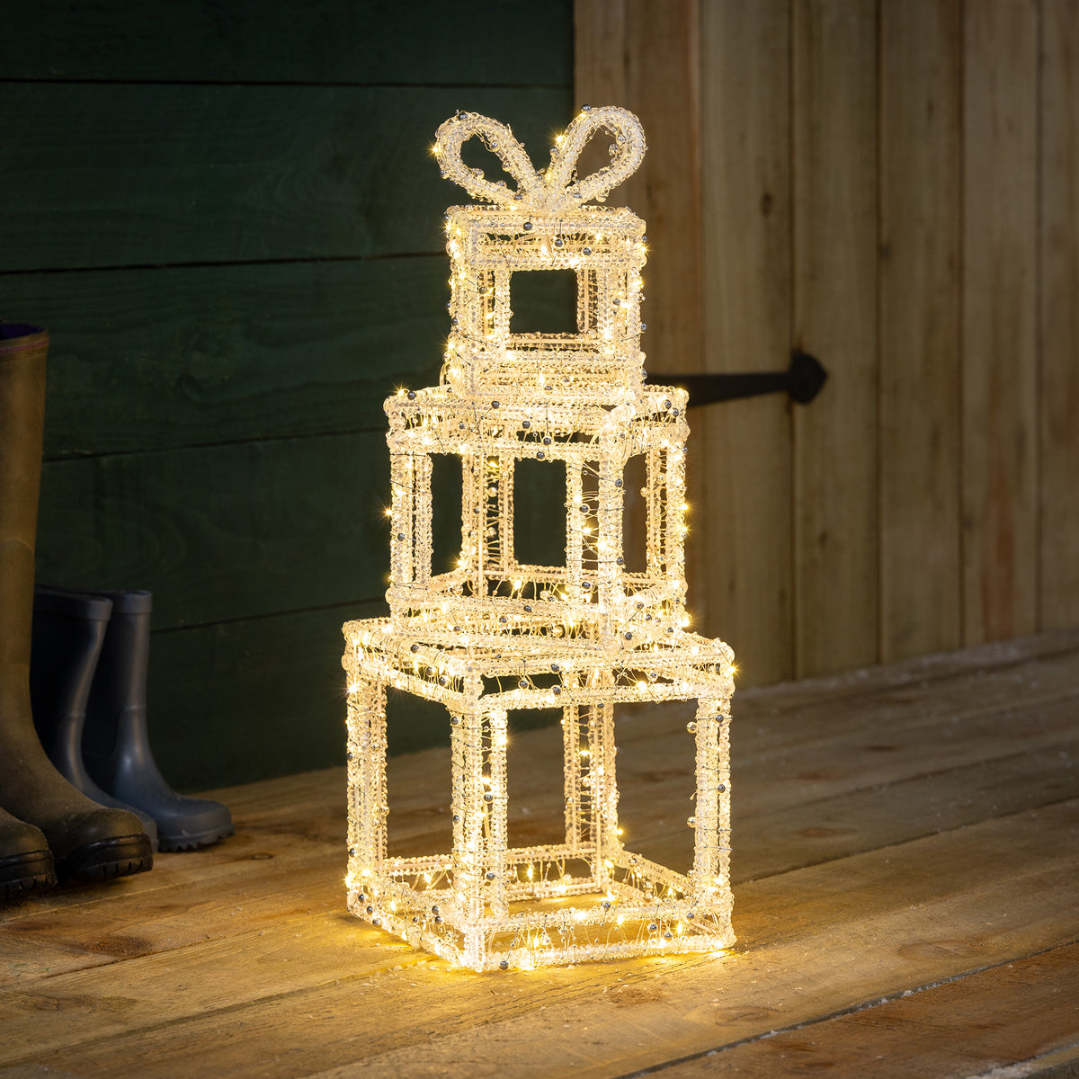 Stacked LED Acrylic Christmas Presents