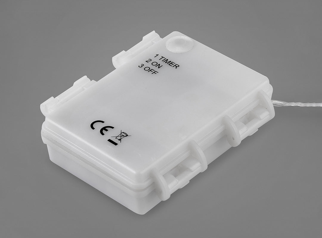White battery box with timer switch and clear cable for the Christow Set of 5 LED Acrylic Reindeer Lights
