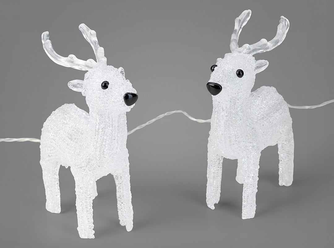 Two Christow LED Acrylic Reindeer Lights connected by a 30cm clear cable