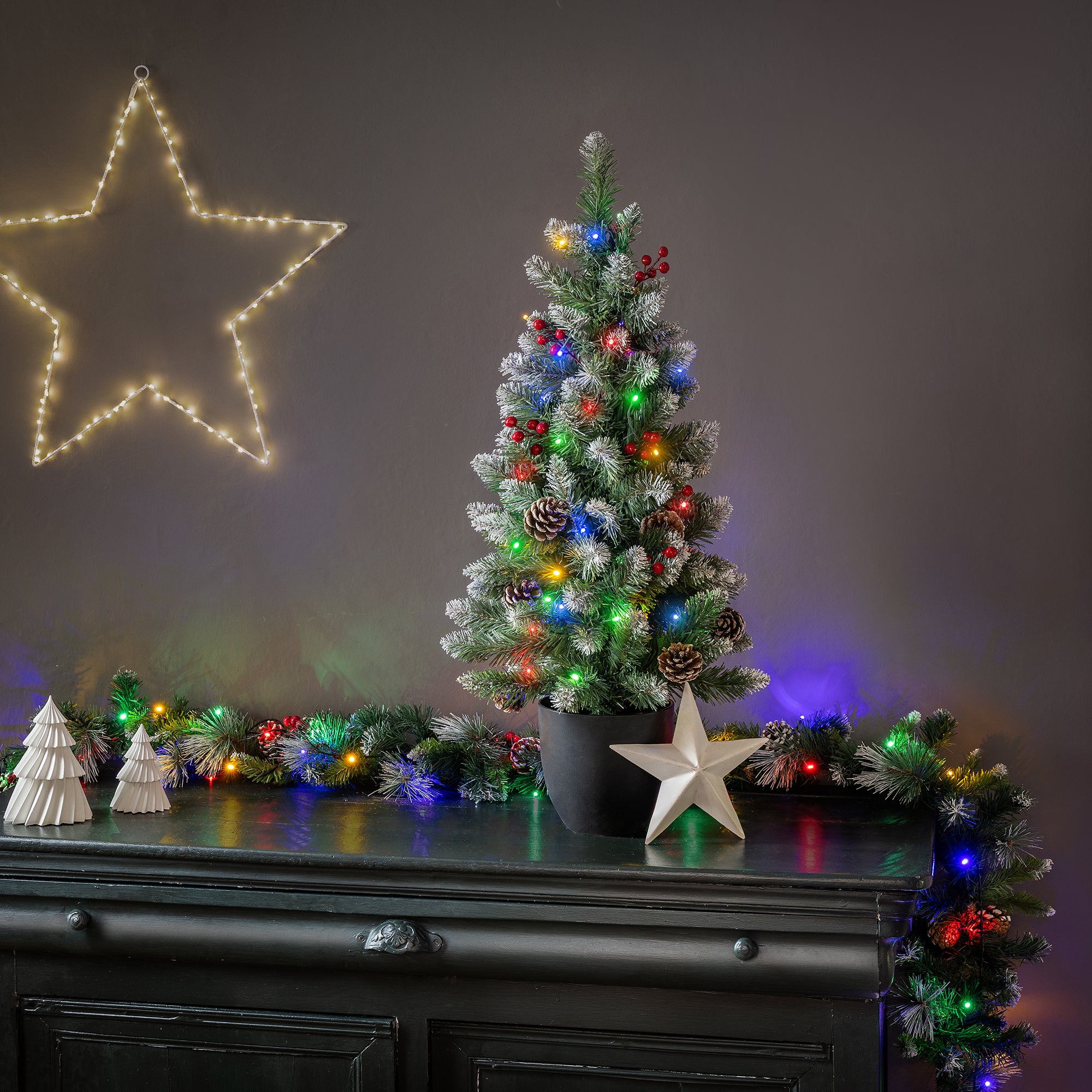 Pre-Lit Pine Cone & Berry Christmas Tree