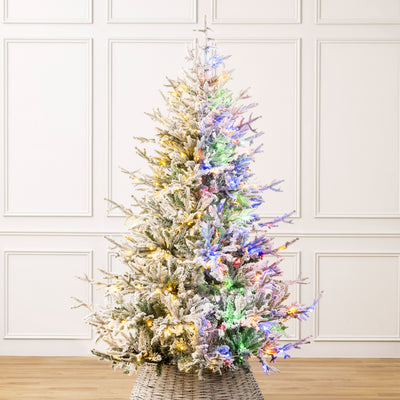 Pre-Lit Verbier Fir Flocked Artificial Christmas Tree