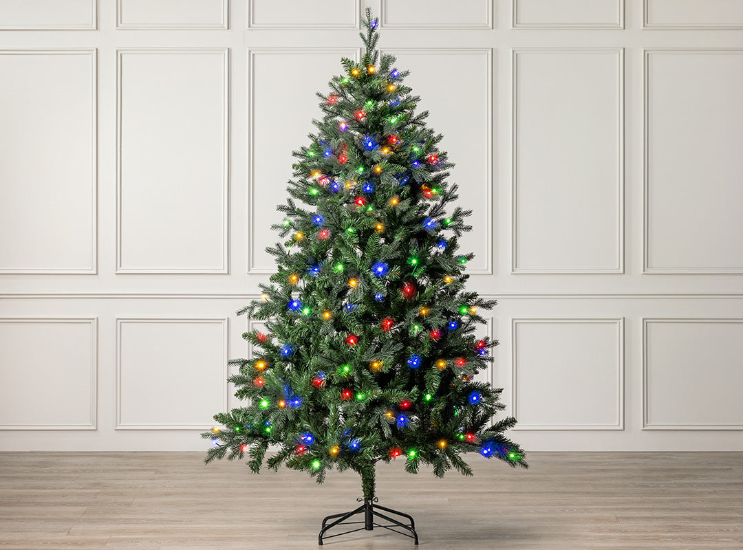 Christow Pre-Lit Fraser Fir Artificial Christmas Tree illuminated with multi-colour LEDs