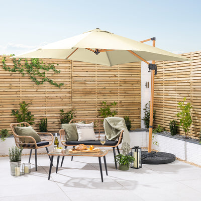 Roma Wood-Effect Cantilever Parasol – 2.5m