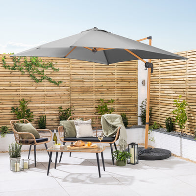 Roma Wood-Effect Cantilever Parasol – 2.5m