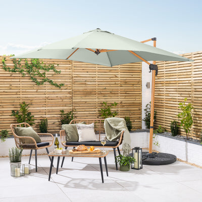 Roma Wood-Effect Cantilever Parasol – 2.5m