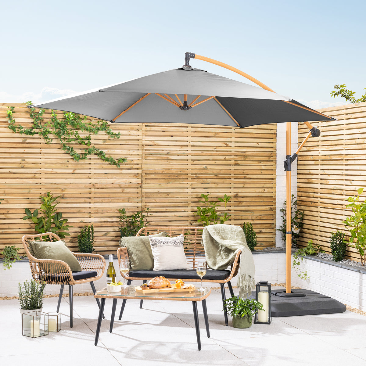 banana patio umbrella SDdPulse Mediterranean Garden Parasol, Outdoor Courtyard Umbrella, Hand-Operated Design for Sunshade Beach Umbrella, Off-White : Patio, Lawn & Garden Angle Adjustment Trigger System of the Cantilever Patio Umbrella 10Ft Patio Umbrella Outdoor Banana