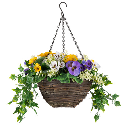 Artificial Pansy Hanging Basket