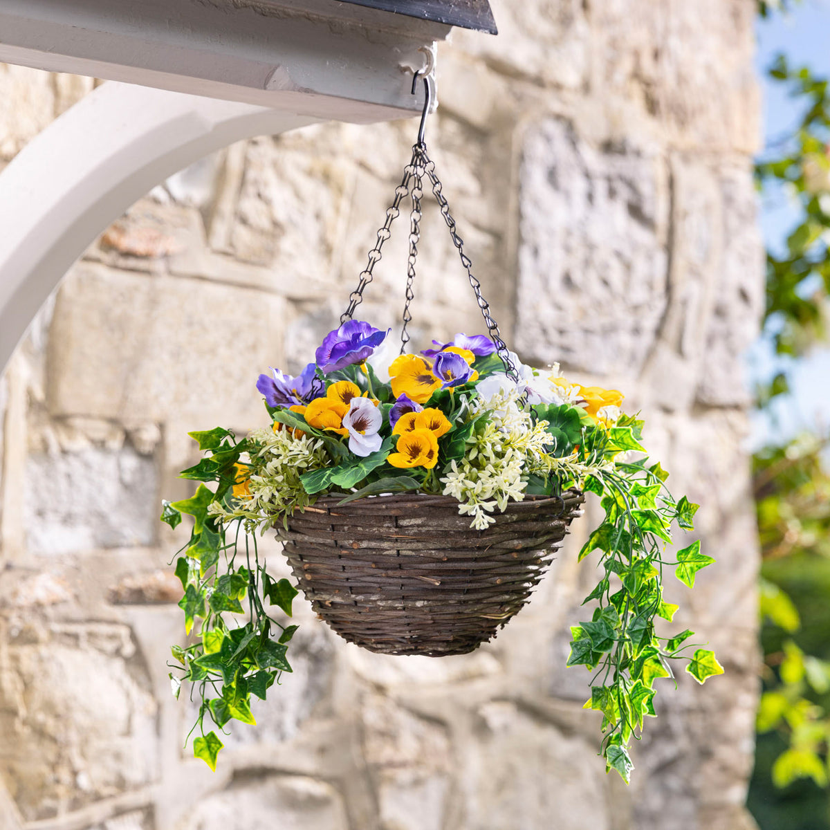 Artificial Pansy Hanging Basket