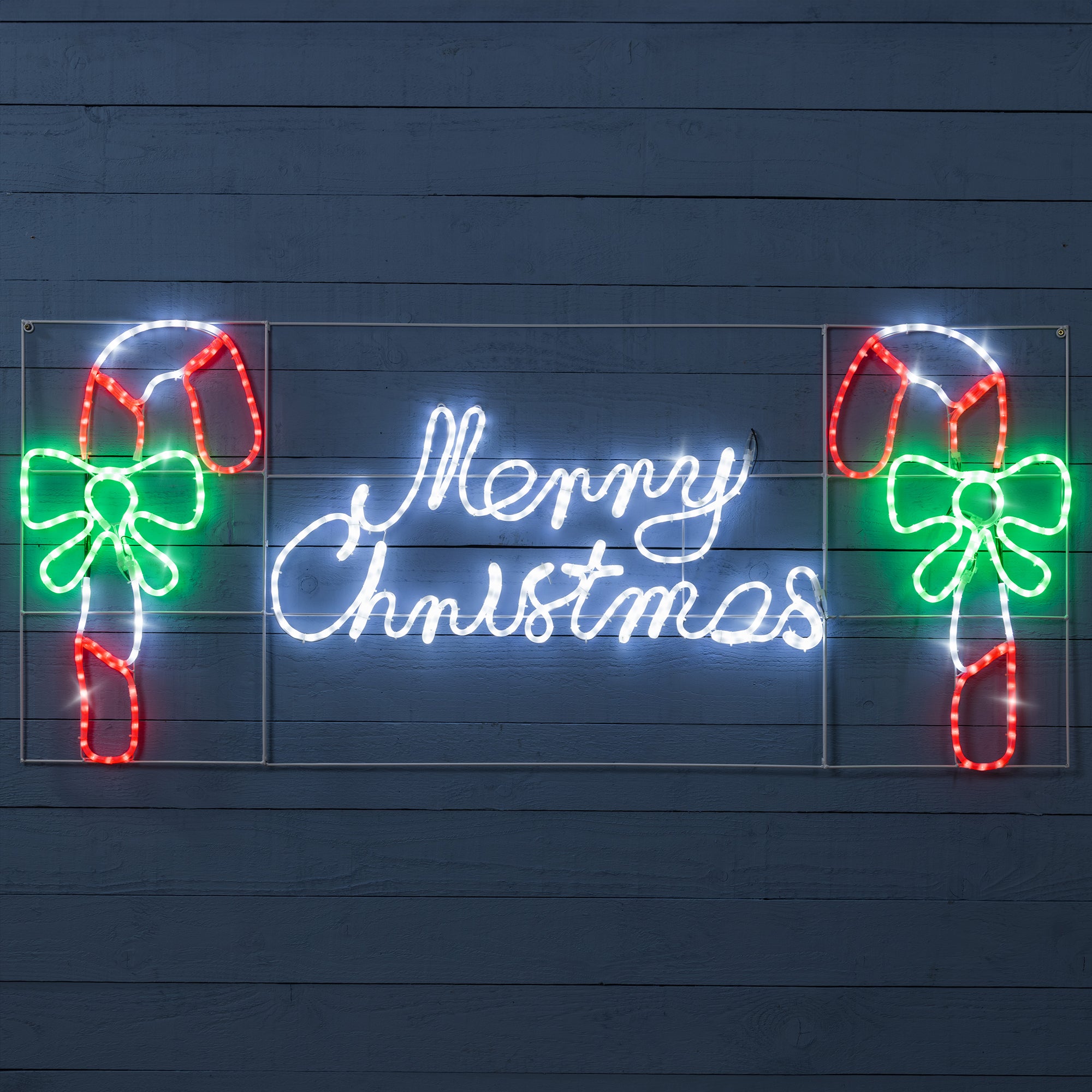 Merry Christmas Rope Light Sign with Candy Canes