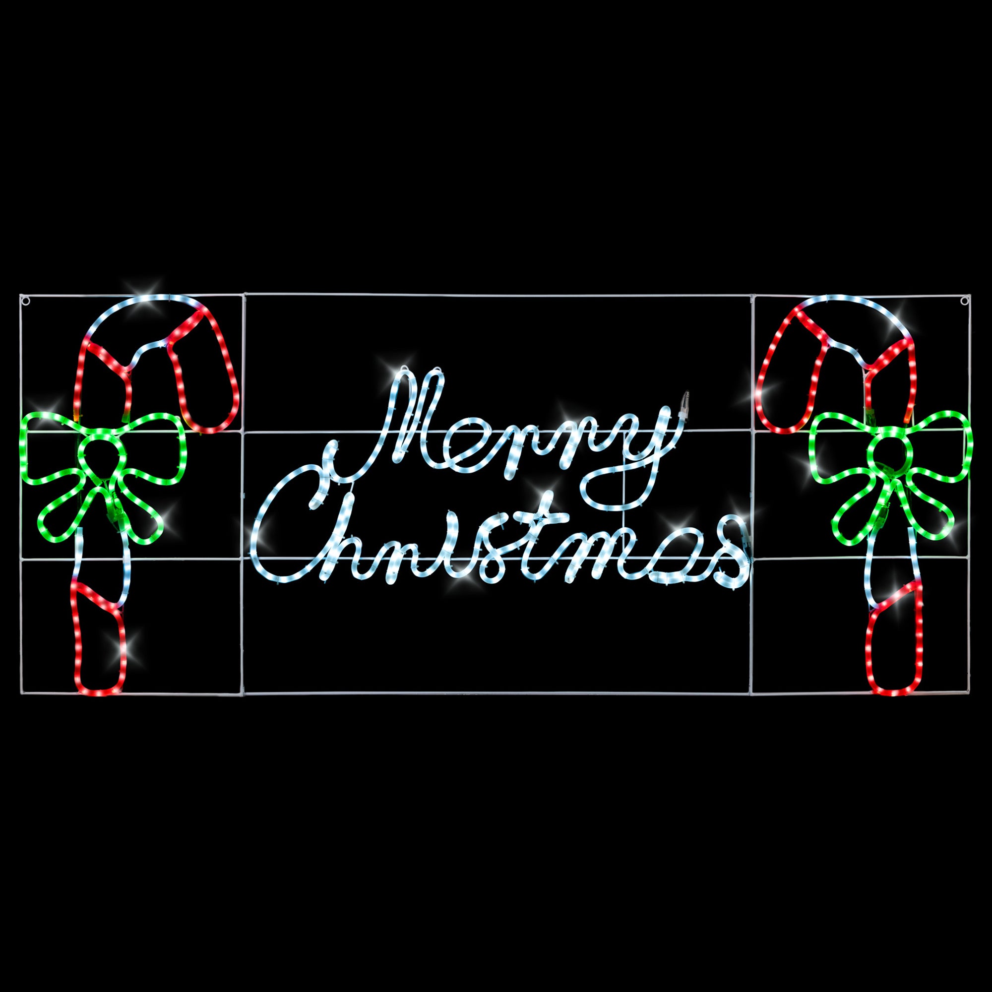 Merry Christmas Rope Light Sign with Candy Canes