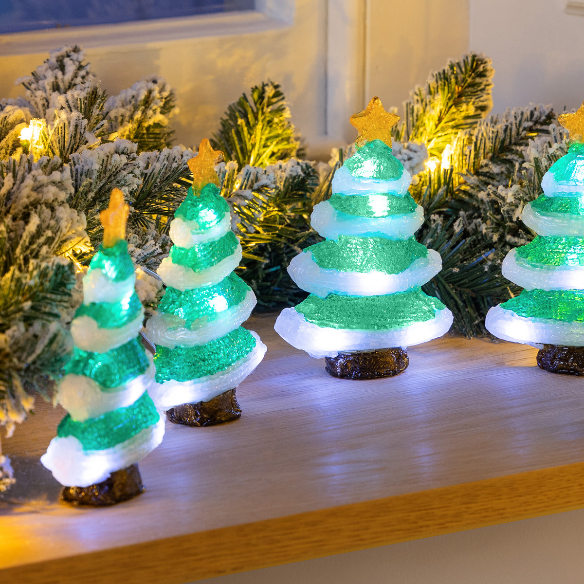 Set of 5 LED Acrylic Christmas Tree Lights