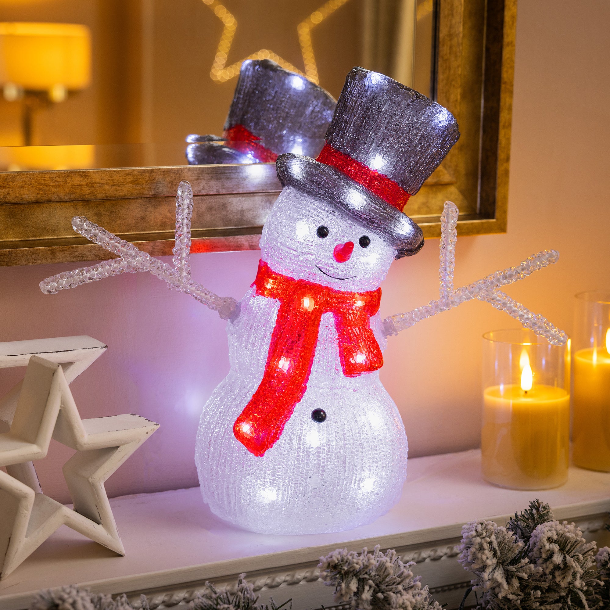Light Up Acrylic Snowman Decoration