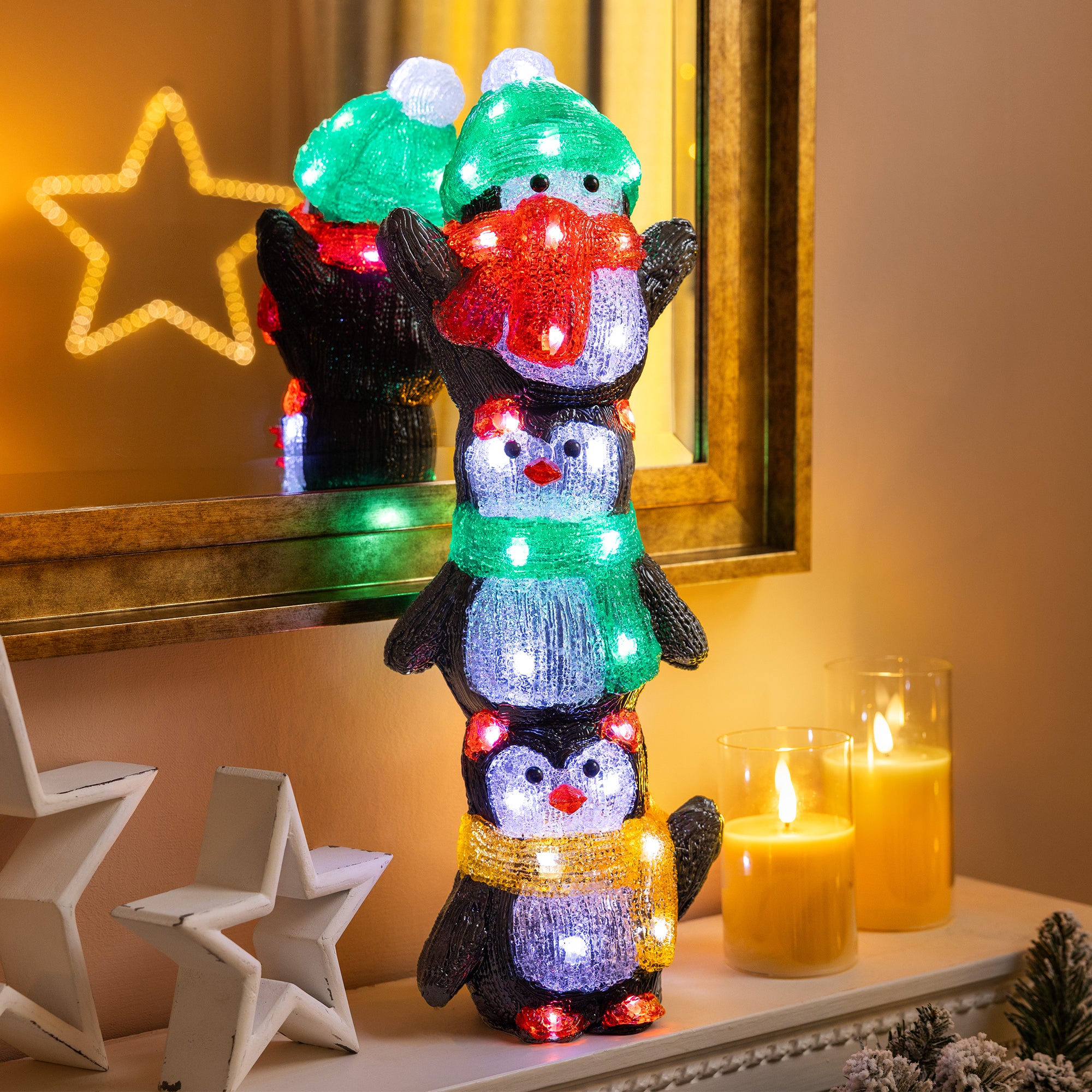 Light Up Penguin Tower Decoration